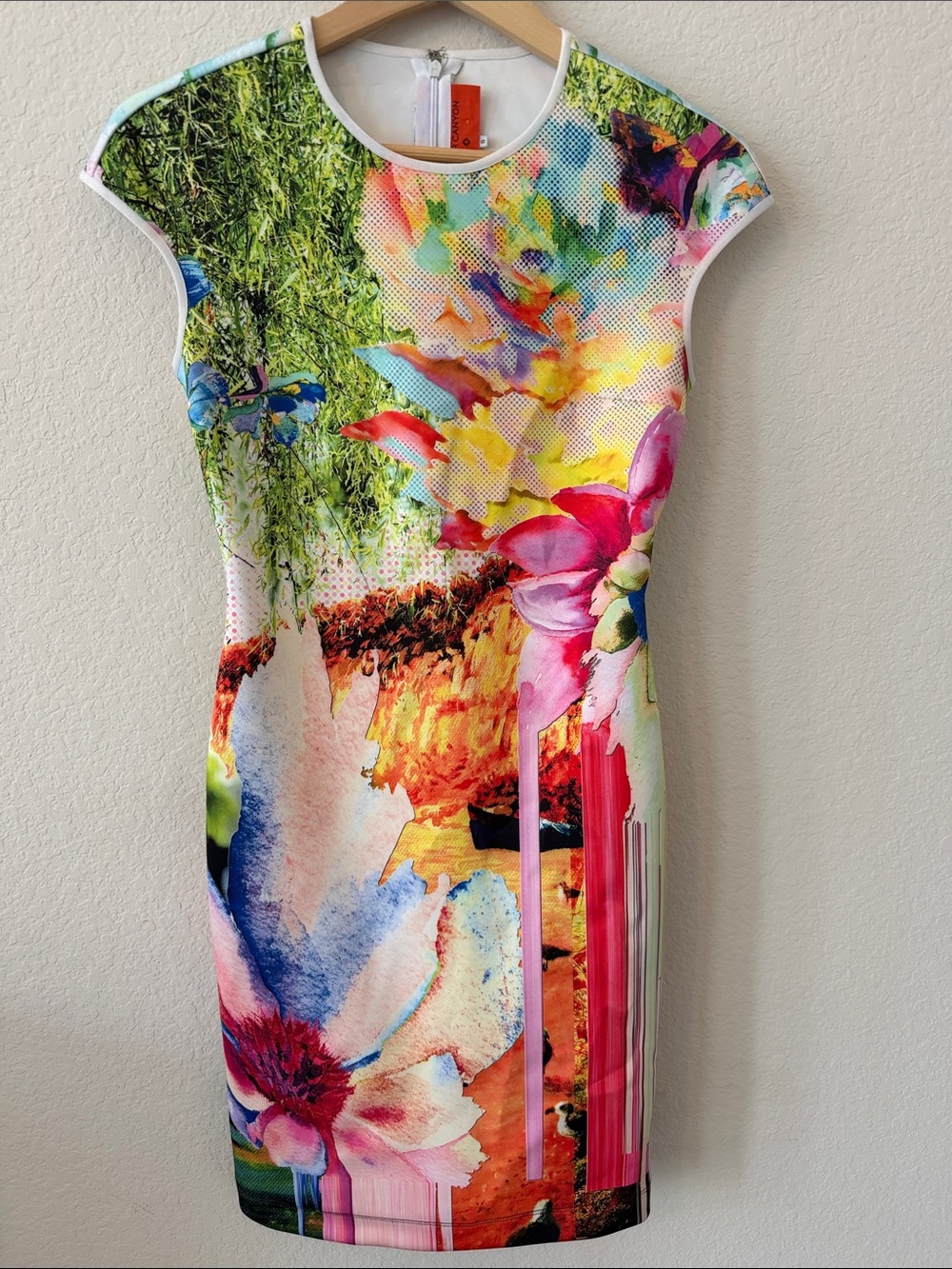 Clover Canyon Griffith Park Multi Color Floral Neoprene Scuba Dress Size S